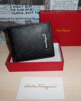 PORTOfel negru original pentru bărbați de Salvatore Ferragamo, piele, Italia