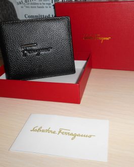 Originální černá PÁNSKÁ PENĚŽENKA od Salvatore Ferragamo, kůže, Itálie