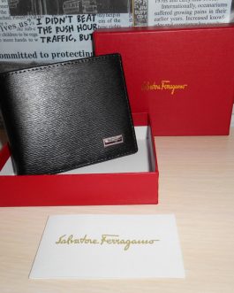 Originální černá PÁNSKÁ PENĚŽENKA od Salvatore Ferragamo, kůže, Itálie