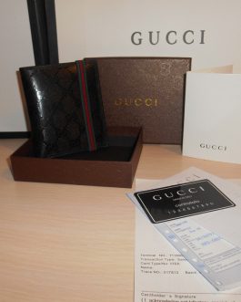 GUCCI Оригинальный черный мужской кошелек, кожа, Италия