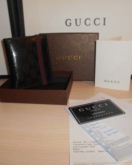 GUCCI Оригинальный черный мужской кошелек, кожа, Италия