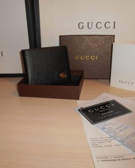 GUCCI Оригинальный черный мужской кошелек, кожа, Италия