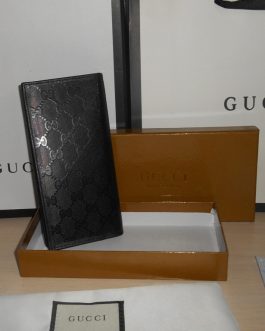 GUCCI DUŻY oryginalny czarny PORTFEL MĘSKI, skóra, Włochy