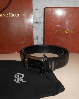 Stefano Ricci Men's brand belt, natural leather, Italy