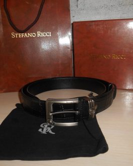 Stefano Ricci Men's brand belt, natural leather, Italy