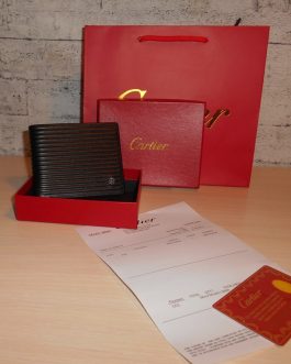 Cartier NOWY Czarny PORTFEL MĘSKI w pudełku, skóra, Francja