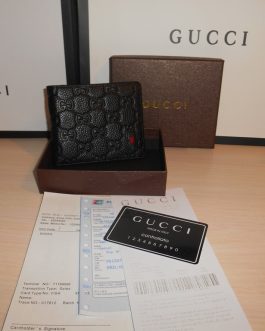 GUCCI ORIGINAL BLACK MEN'S WALLET leather, Italy