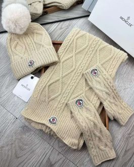 Moncler komplet zestaw szalik czapka rękawice