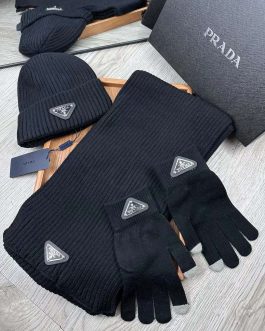 Prada set scarf hat gloves