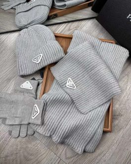 Prada set scarf hat gloves