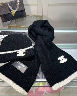 Chanel komplet zestaw szalik czapka