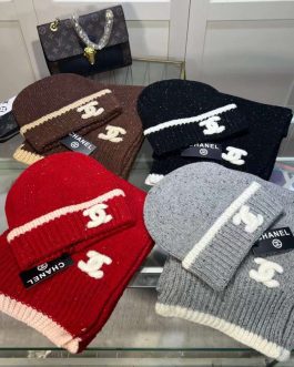 Chanel set scarf hat set