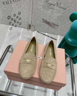 Miu Miu loafers women's ballerinas LoAfersa leather from hand