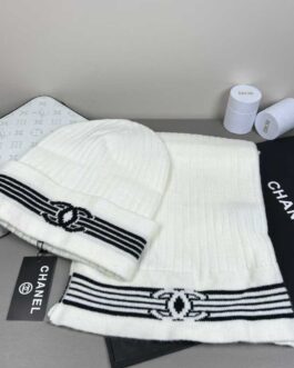 Chanel komplet zestaw szalik czapka