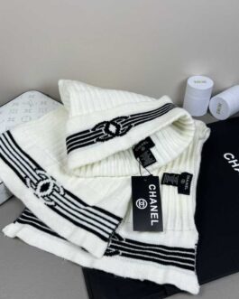 Chanel komplet zestaw szalik czapka