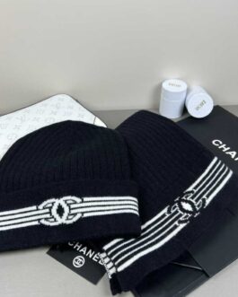Chanel komplet zestaw szalik czapka