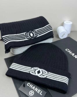 Chanel komplet zestaw szalik czapka