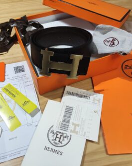 Pasek firmowy dwustronny męski, damski, skóra Hermes od reki