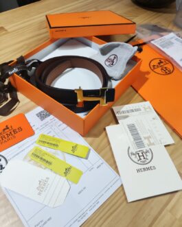 Pasek firmowy dwustronny męski, damski, skóra Hermes od reki