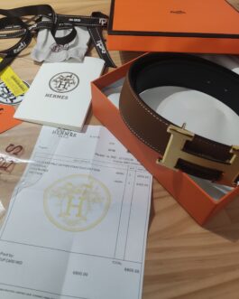 Pasek firmowy dwustronny męski, damski, skóra Hermes