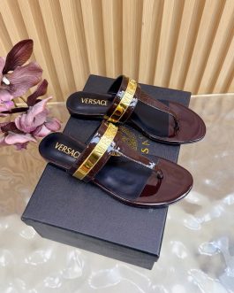 Versace Buty, sandaly klapki, skora