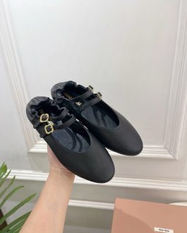 Miu Miu mokasyny półbuty damskie baleriny Loafersy, skóra