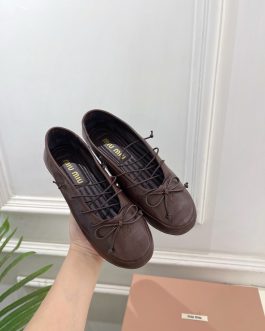 Miu Miu mokasyny półbuty damskie baleriny Loafersy, skóra