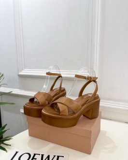 Miu Miu Buty, sandaly klapki, skora