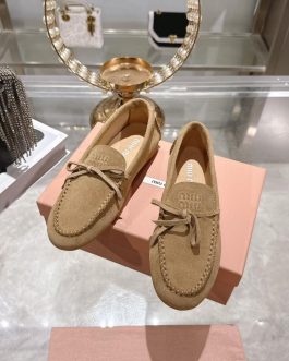 Miu Miu mokasyny półbuty damskie baleriny Loafersy, skóra
