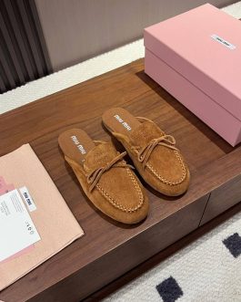 Miu Miu mokasyny półbuty damskie baleriny Loafersy, skóra