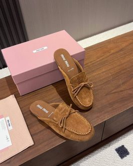 Miu Miu mokasyny półbuty damskie baleriny Loafersy, skóra