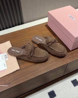 Miu Miu mokasyny półbuty damskie baleriny Loafersy, skóra