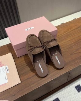 Miu Miu mokasyny półbuty damskie baleriny Loafersy, skóra